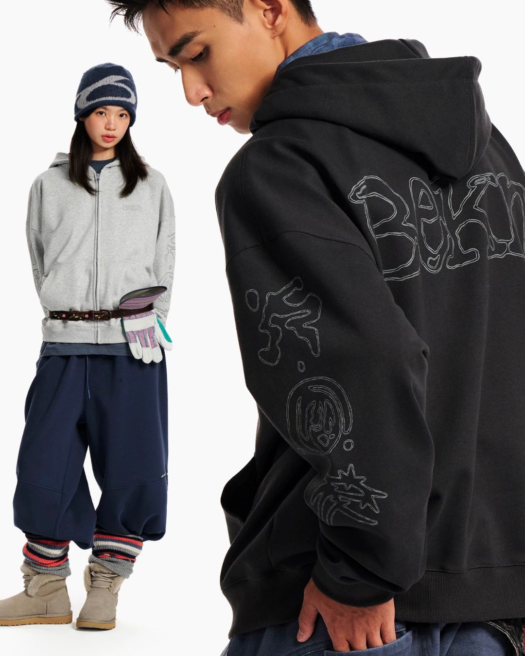 Sketch Graphic Zip Hoodie　HD089