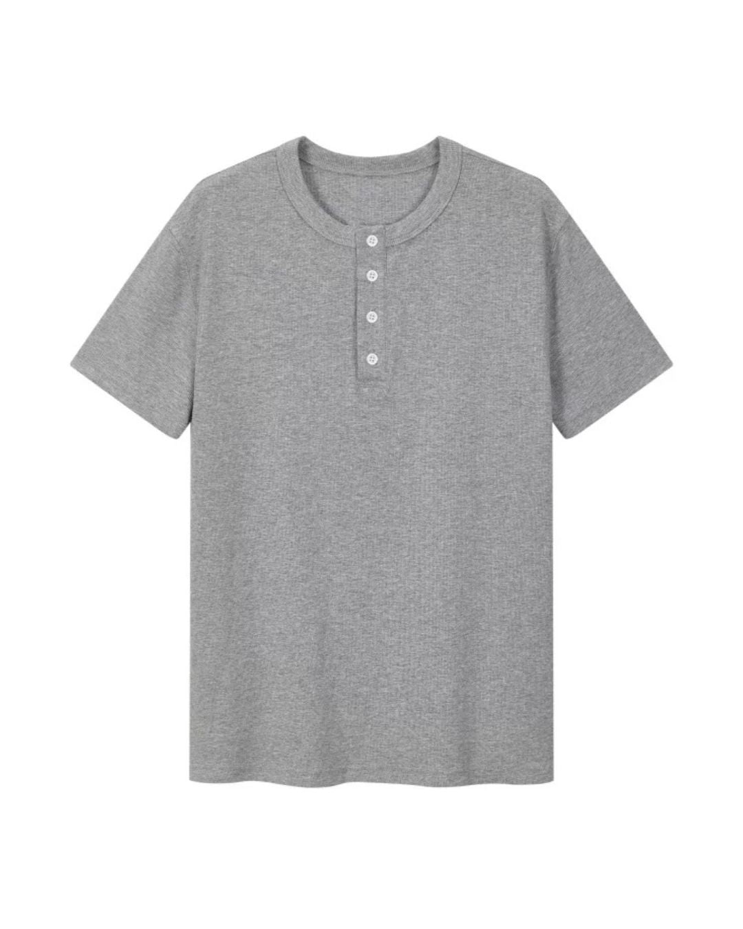 Henley-Neck Slub T-Shirt　ST219