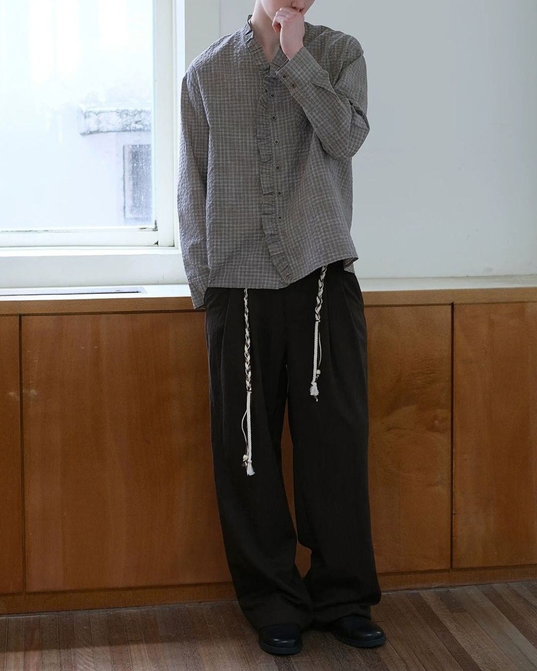 Ruffle Check Shirt　LS114