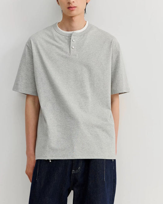 Relaxed Dry Henley Neck T-Shirt　ST222