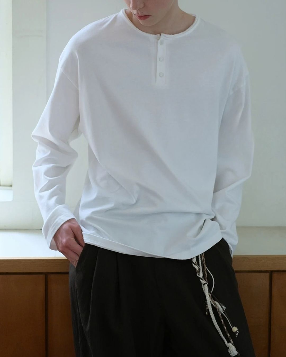 Washed Henley T-Shirt　LT093