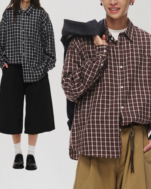 Retro Cotton Check Shirt　LS099