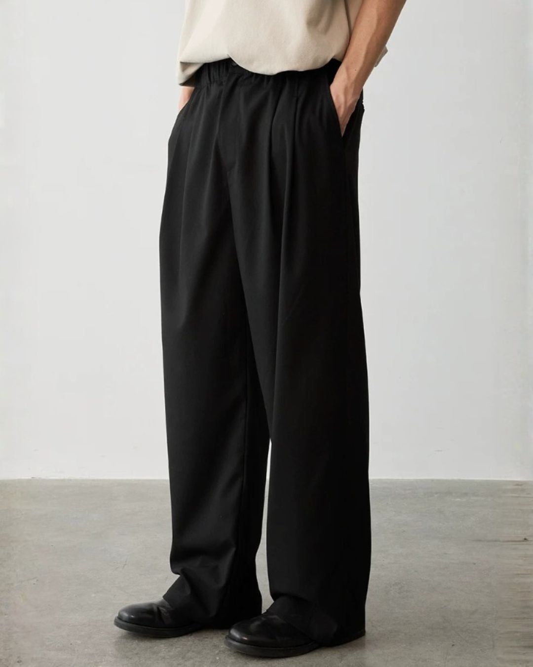 Wool Blend Tuck Wide Pants　WP119