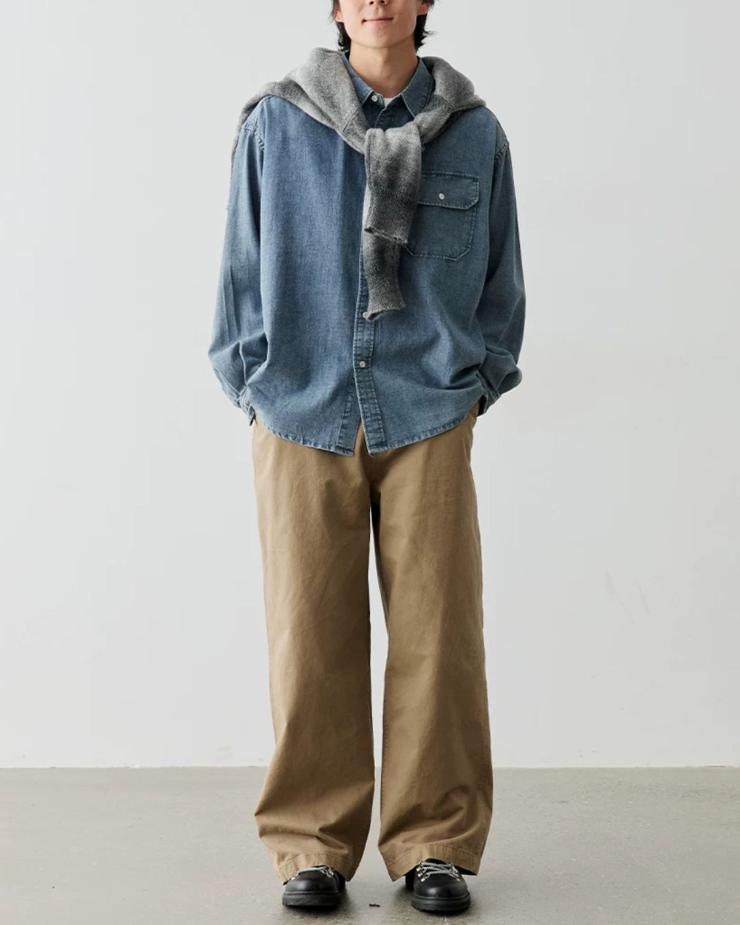 Washed Denim Utility Pocket Shirt　LS109