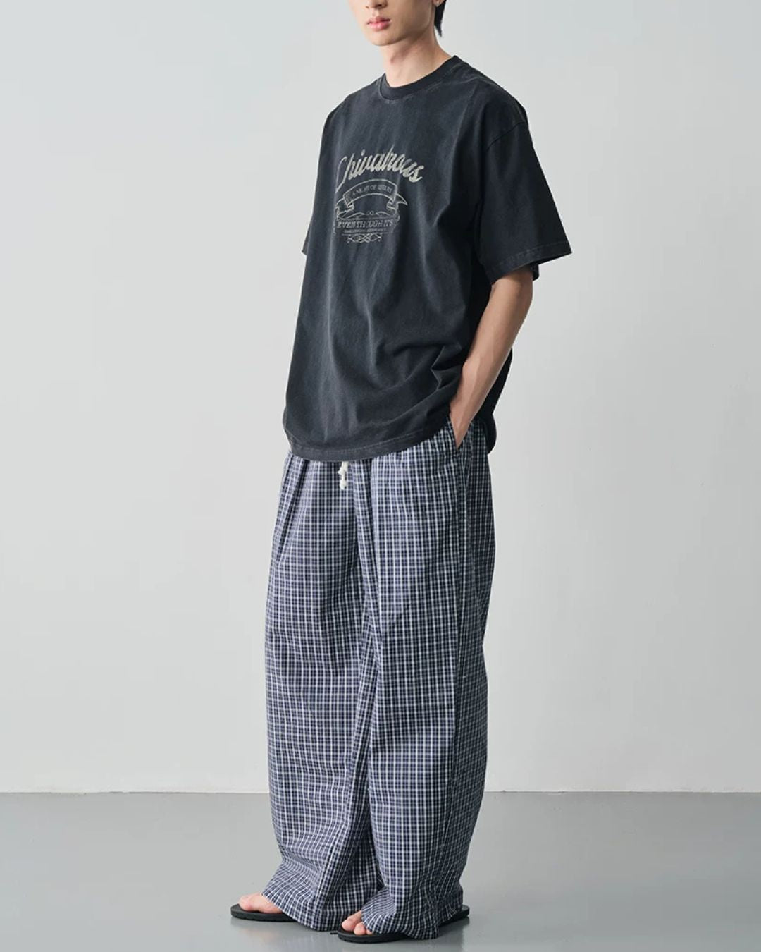 Washed Retro Print T-shirt　ST196