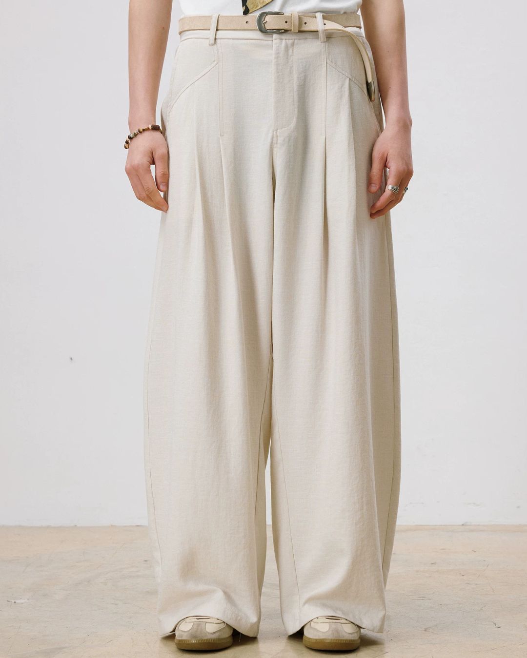 Linen Pleated Wide Pants　WP110