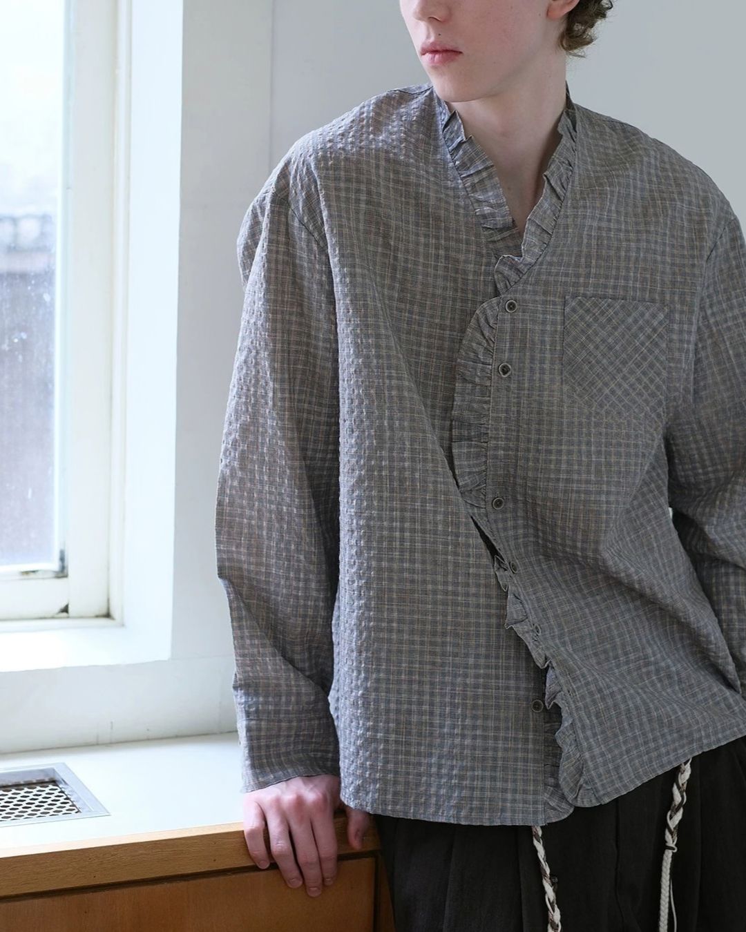 Ruffle Check Shirt　LS114