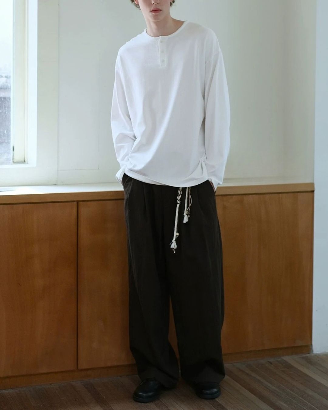 Washed Henley T-Shirt　LT093
