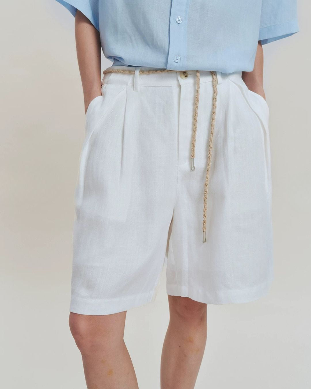 Linen Relaxed Pleated Shorts　SP080