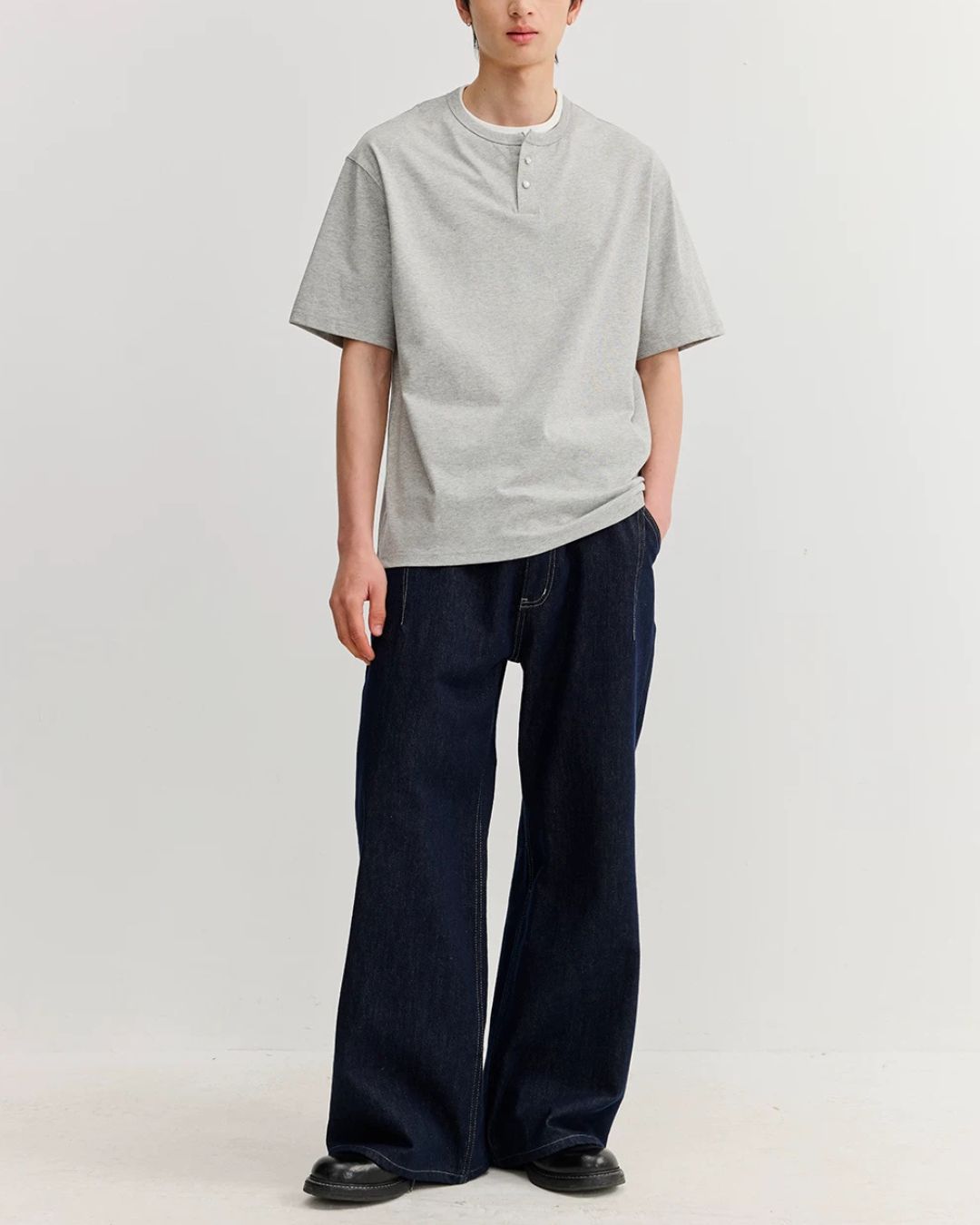 Relaxed Dry Henley Neck T-Shirt　ST222