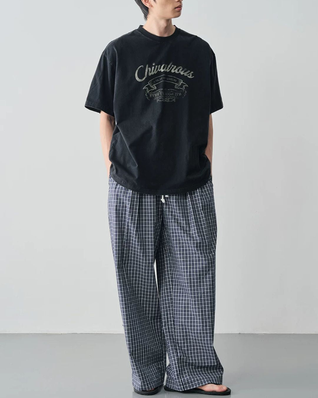 Washed Retro Print T-shirt　ST196
