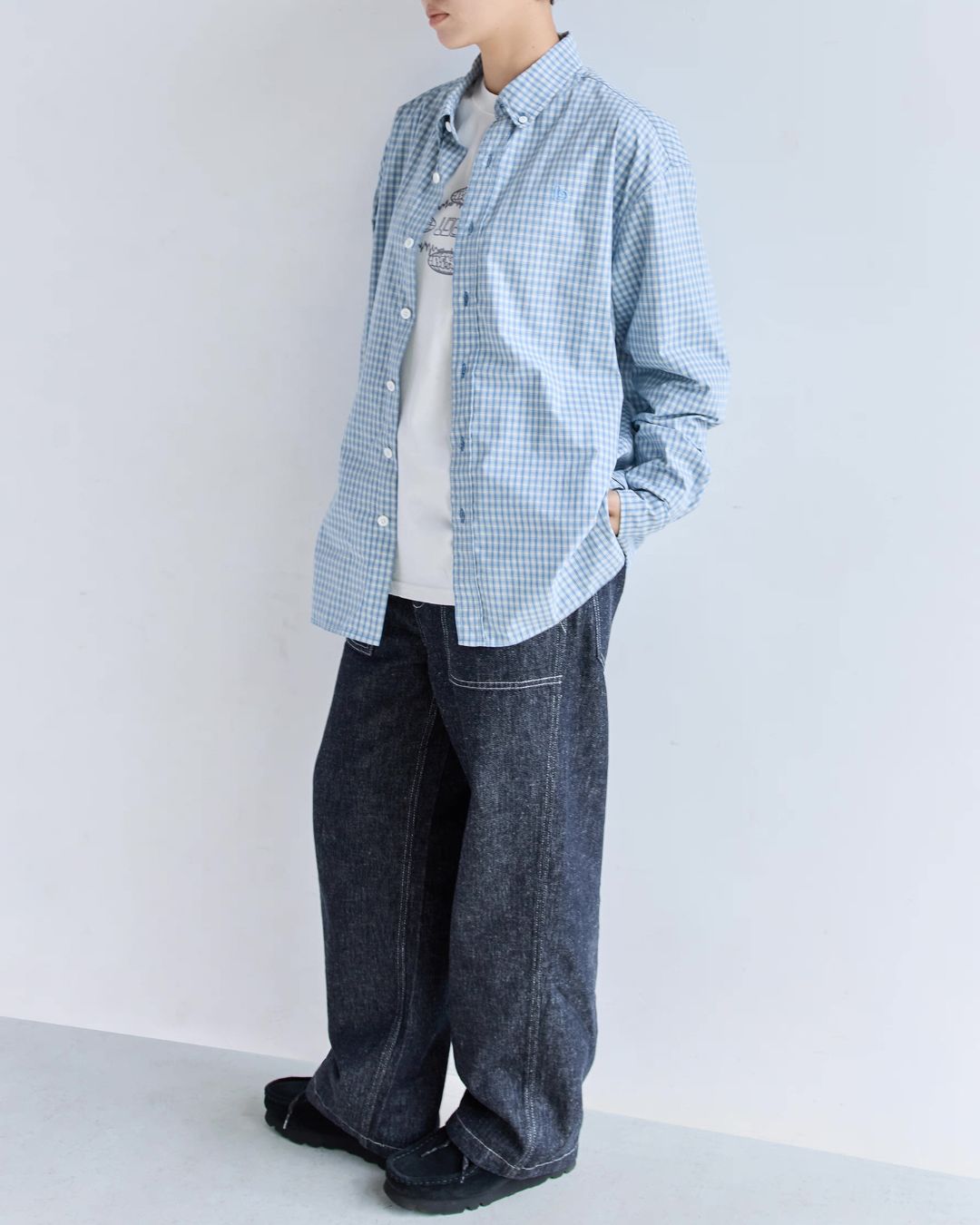 Cotton One-point Check Shirt　LS103