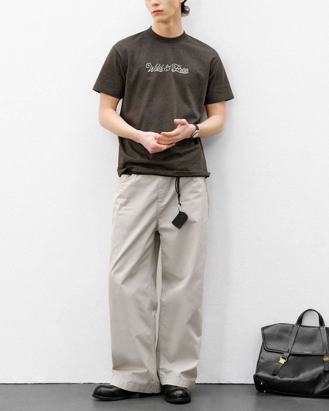 Textured Logo Crew Neck T-Shirt　ST188