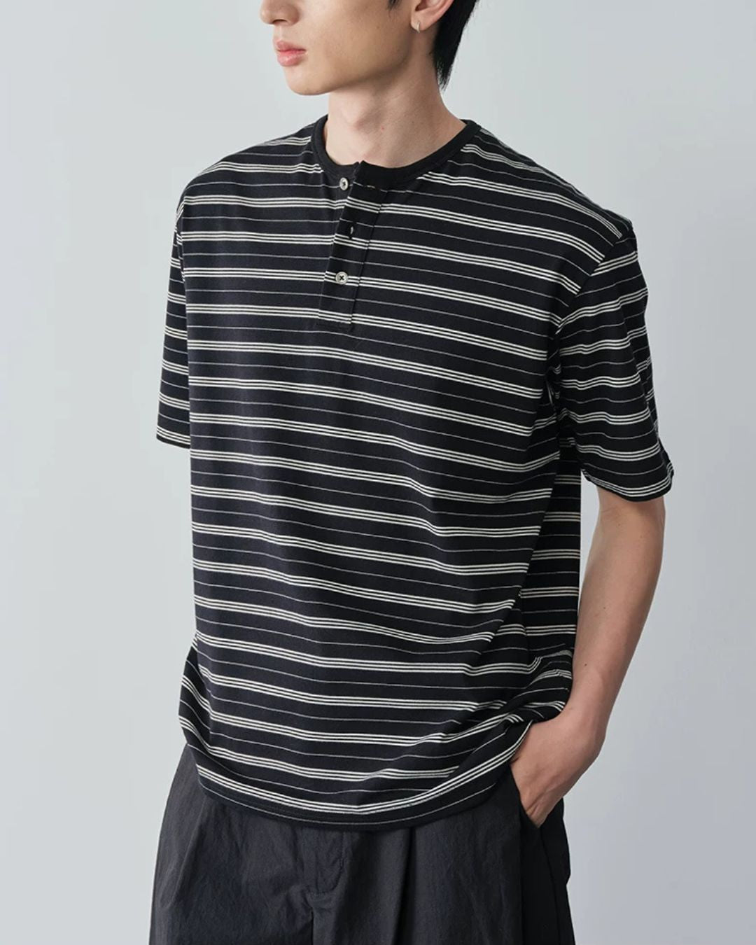 Border Henley T-Shirt　ST208