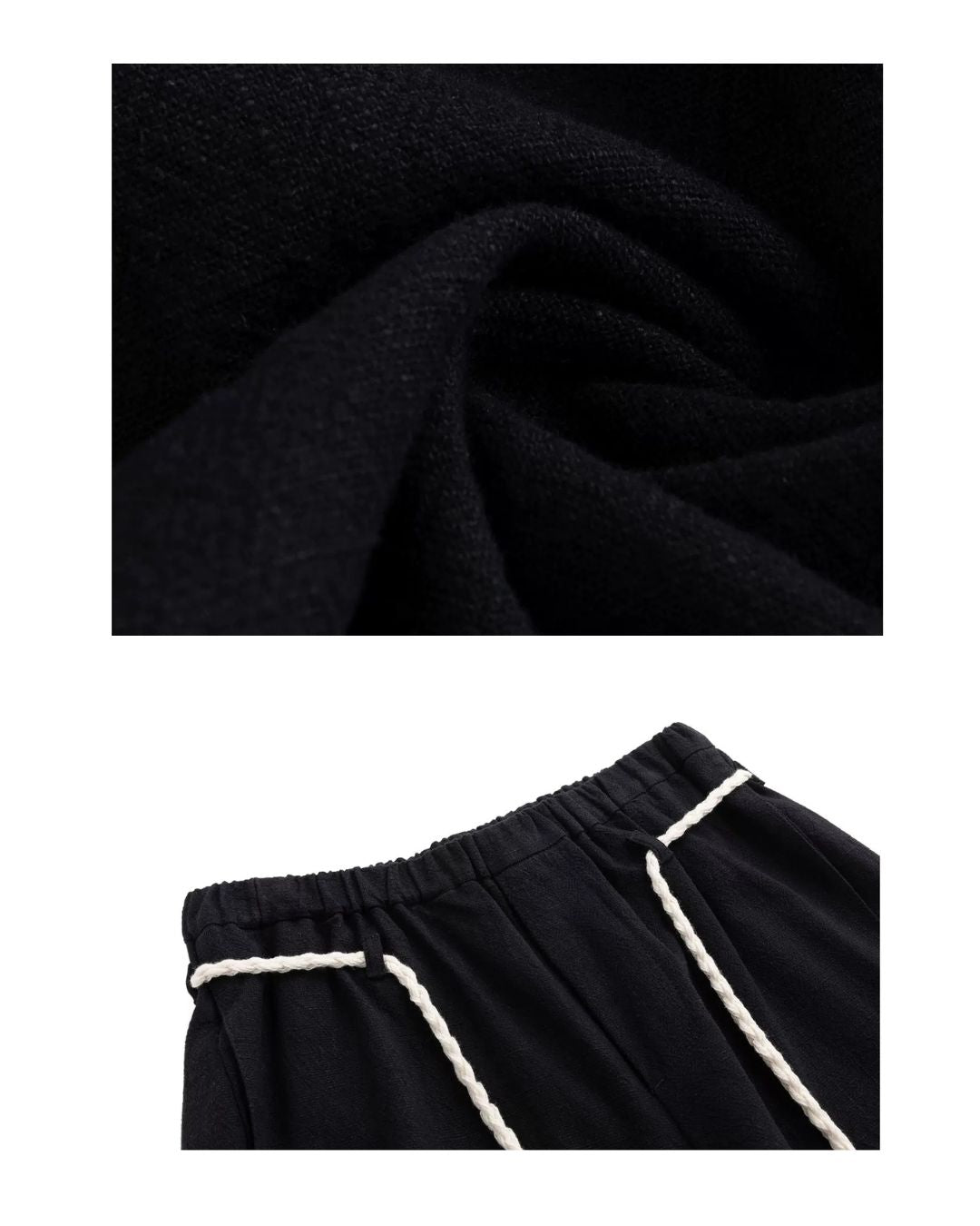 Tassel-Tie Curved Linen Pants　WP111