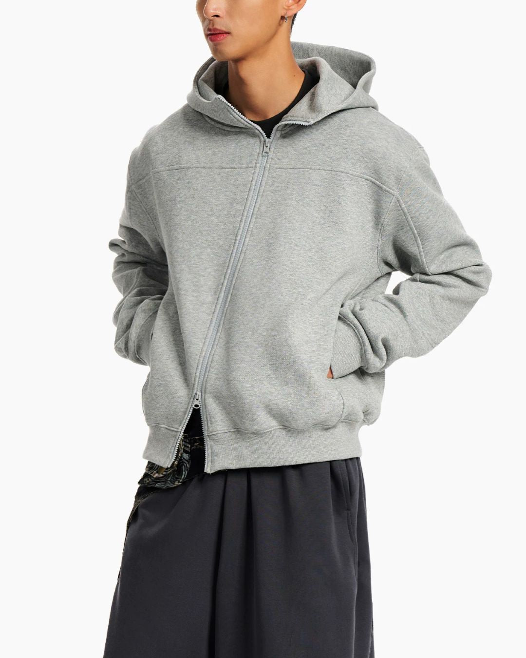 Diagonal Zip Hoodie　HD088