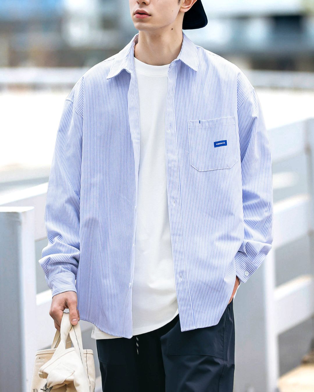 【10日以内お届け】Casual Striped Shirt　LS047