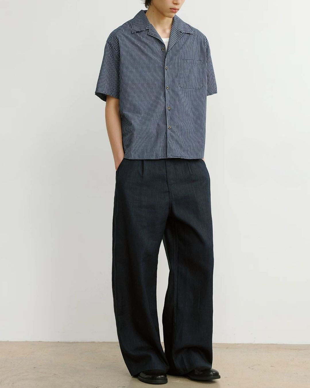 Gingham Check Open-Collar Shirt　SS090