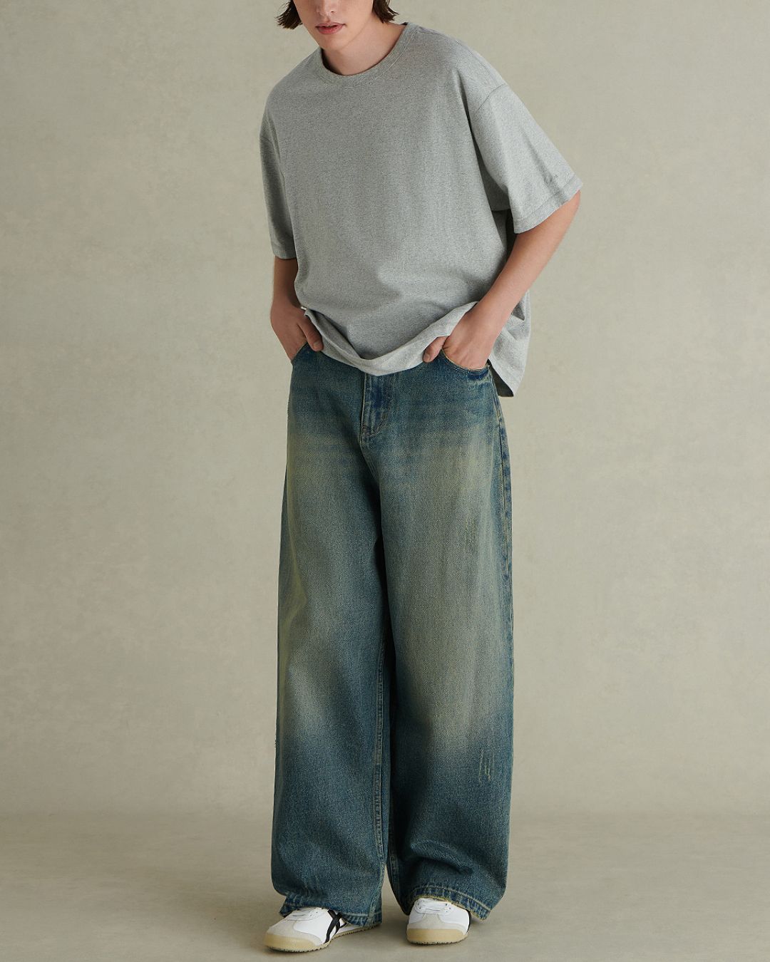 Washed Wide Denim Pants　DP047