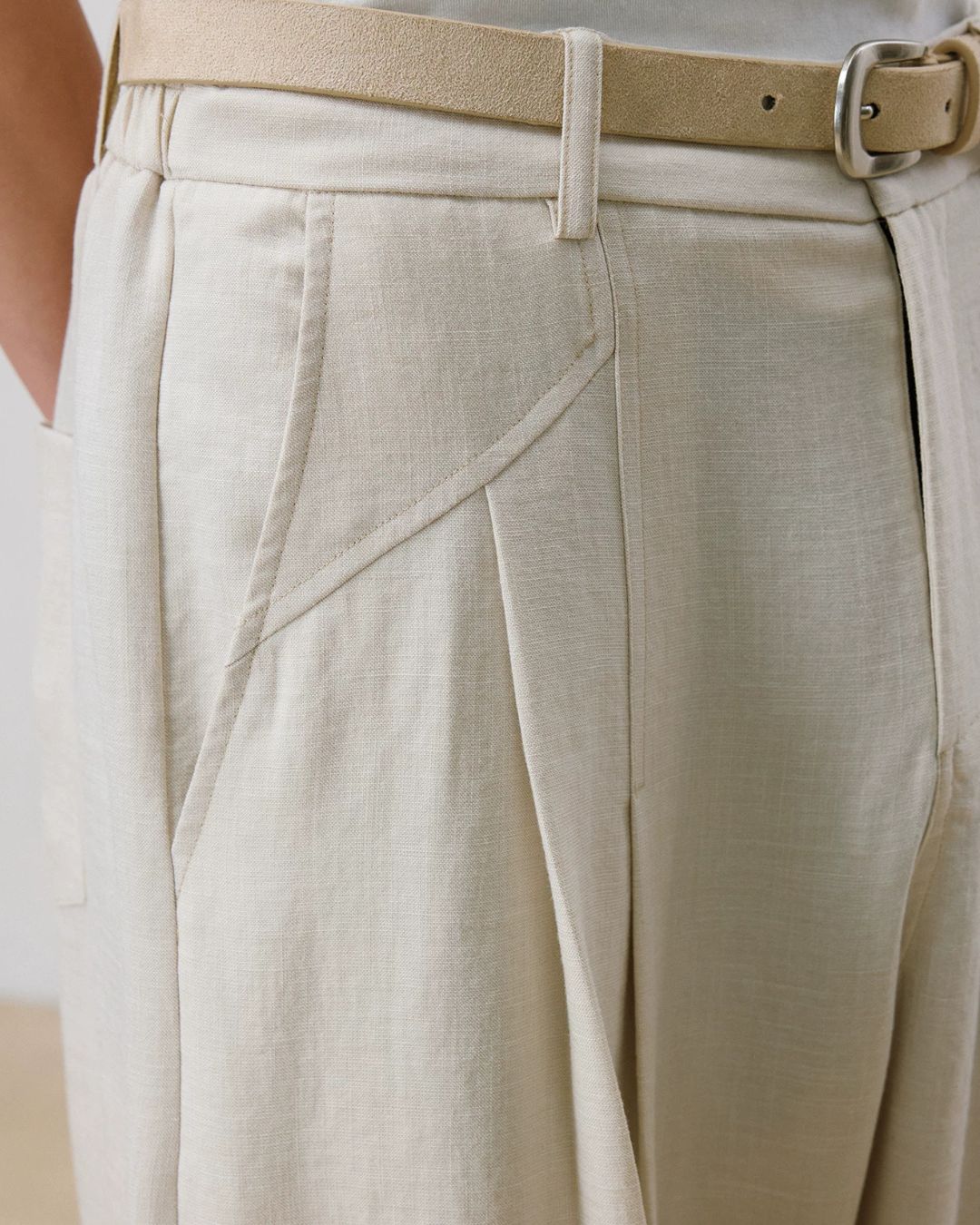 Linen Pleated Wide Pants　WP110