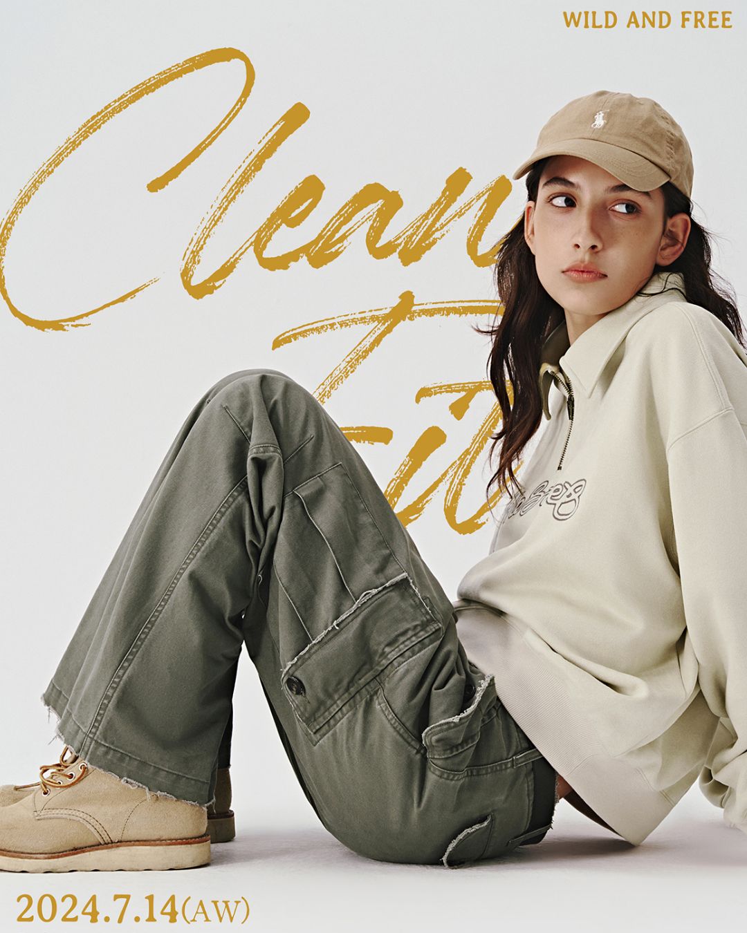 Washed Flare Work Pants　CP046