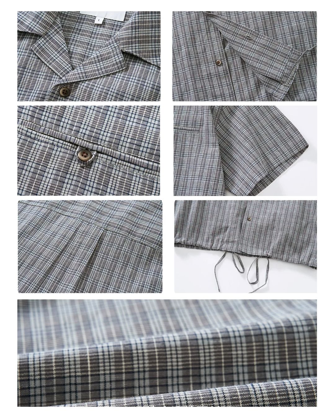 Open Collar Linen Check Shirt　SS083
