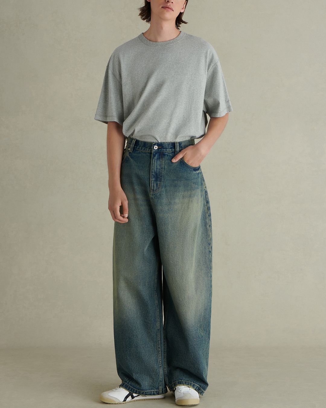 Washed Wide Denim Pants　DP047