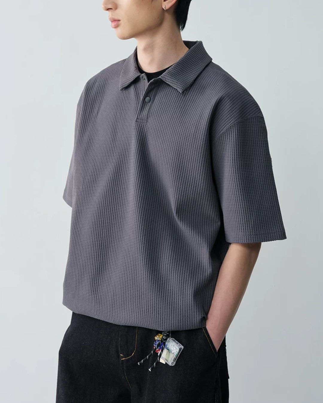 10日以内お届け】Drawstring Waffle Polo Shirt SS082 – prips