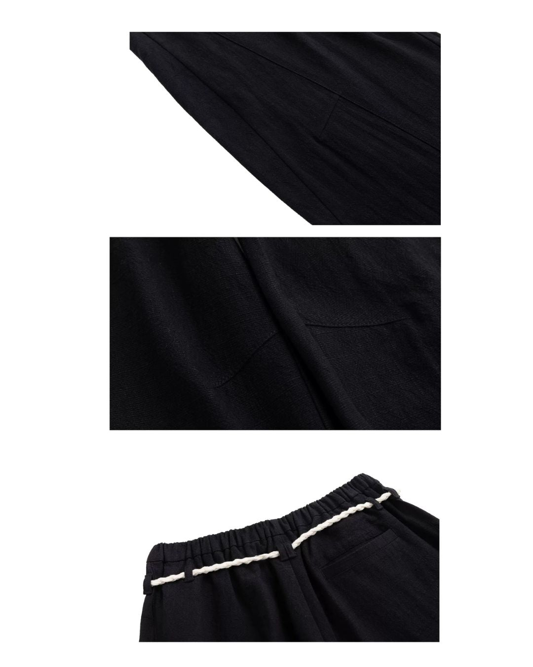 Tassel-Tie Curved Linen Pants　WP111