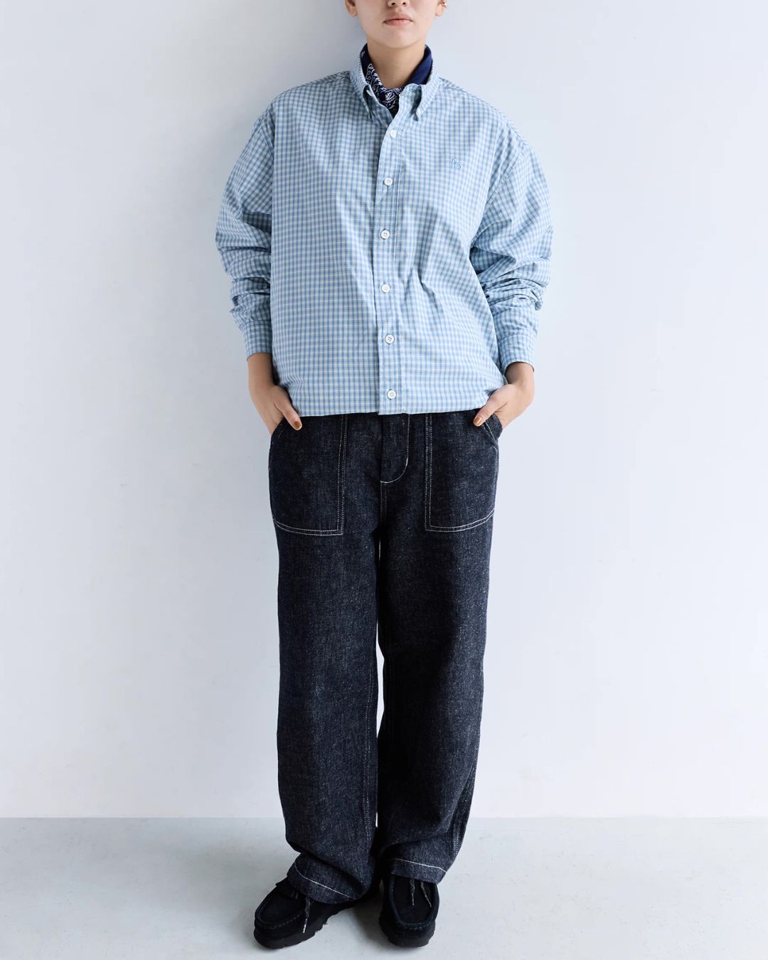 Cotton One-point Check Shirt　LS103