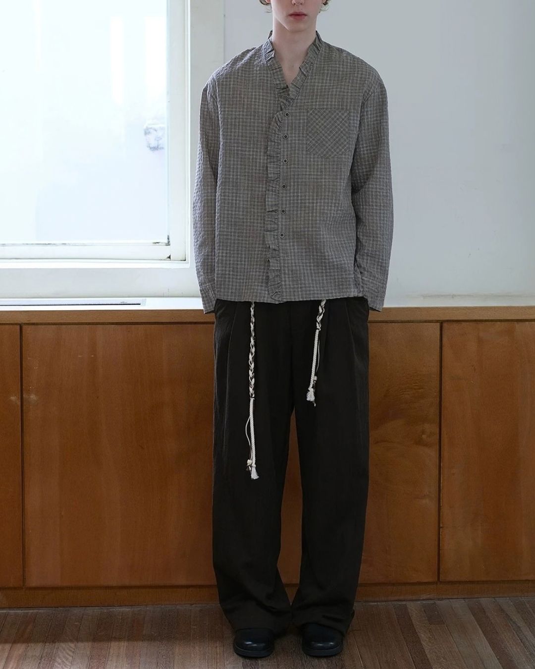 Ruffle Check Shirt　LS114