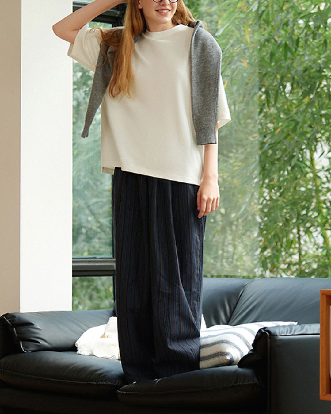 Striped Wide Relax Pants　WP076