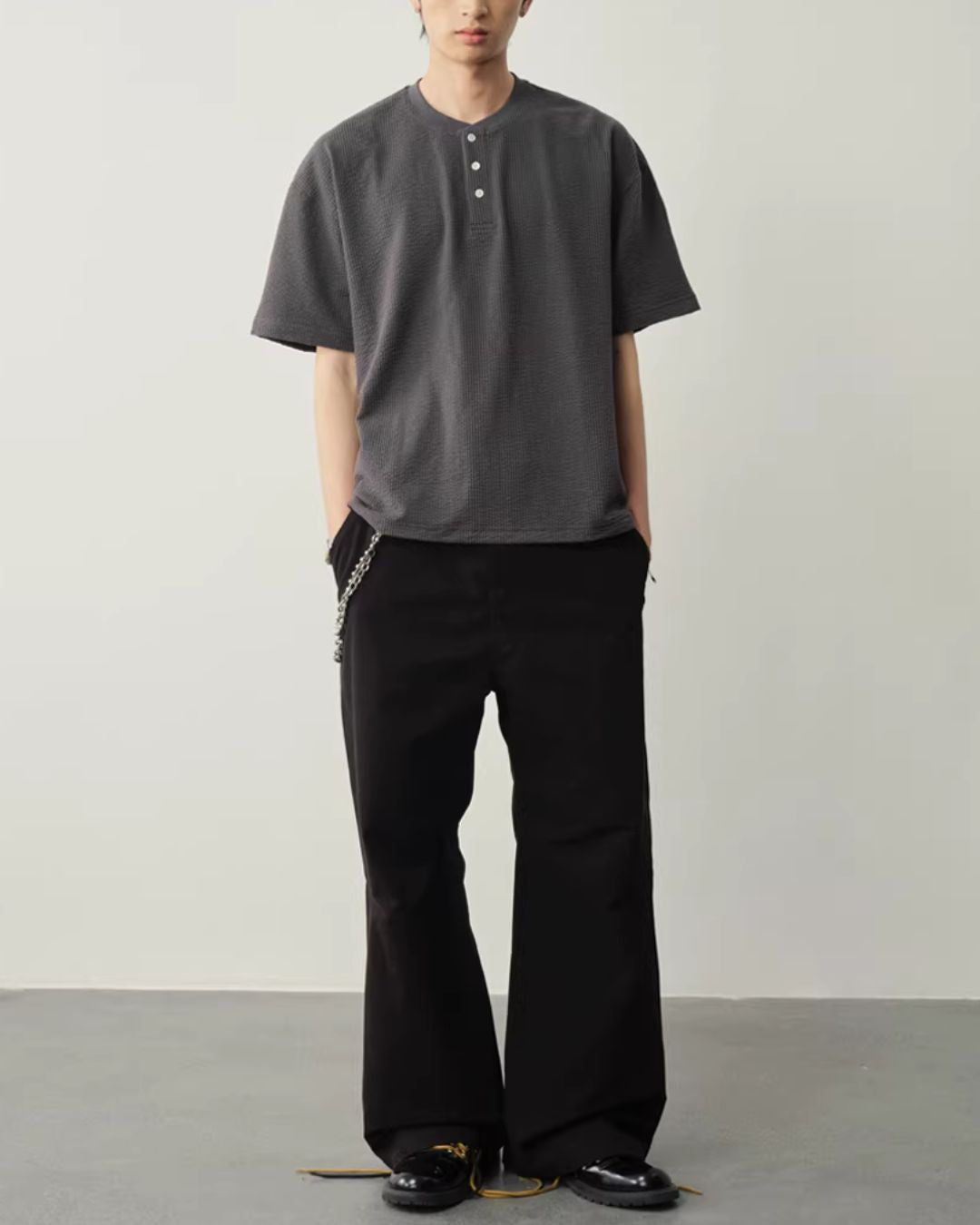 【10日以内お届け】Thermal Henley Neck T-shirt　ST182