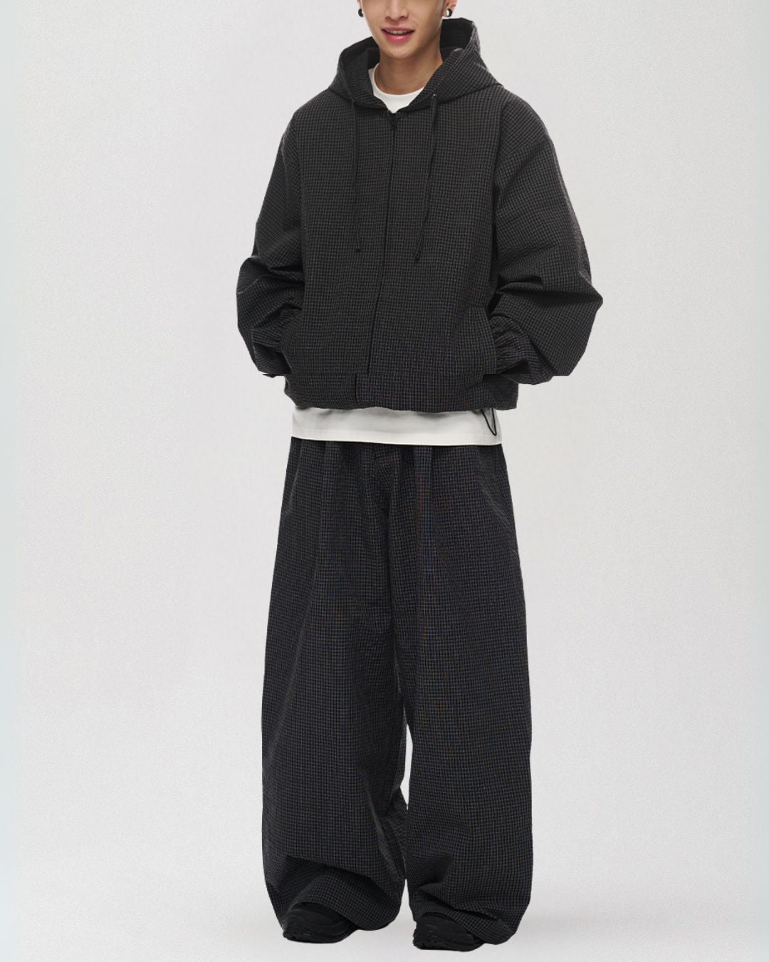 Tuck Wide Check Pants　WP083