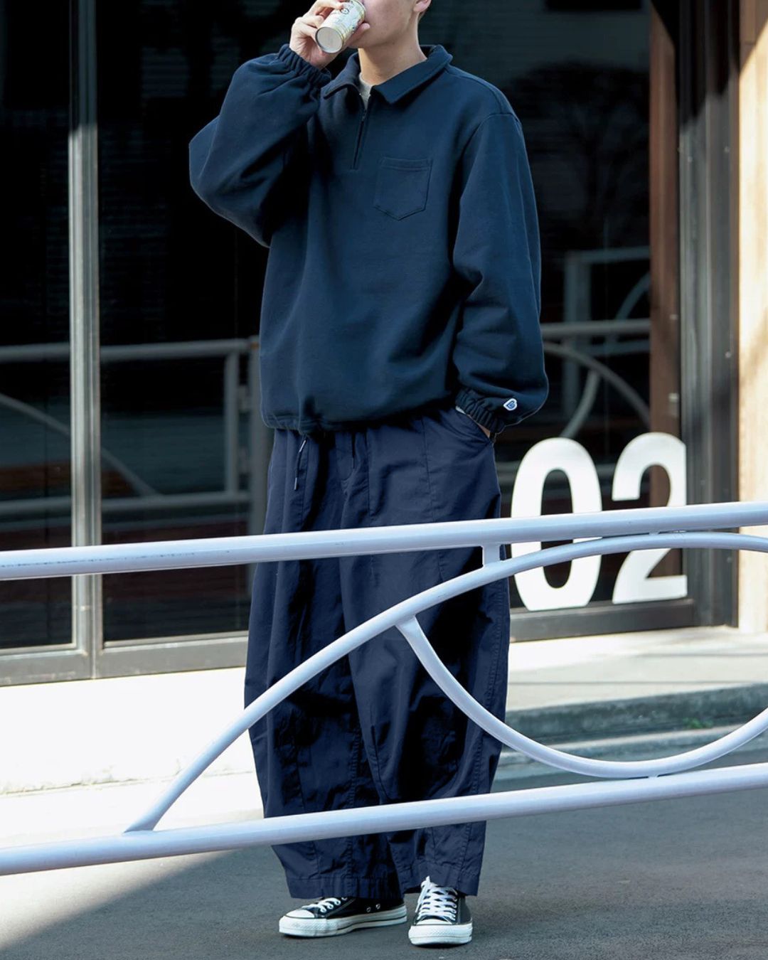 【10日以内お届け】Balloon Sleeve Half Zipper　SW009