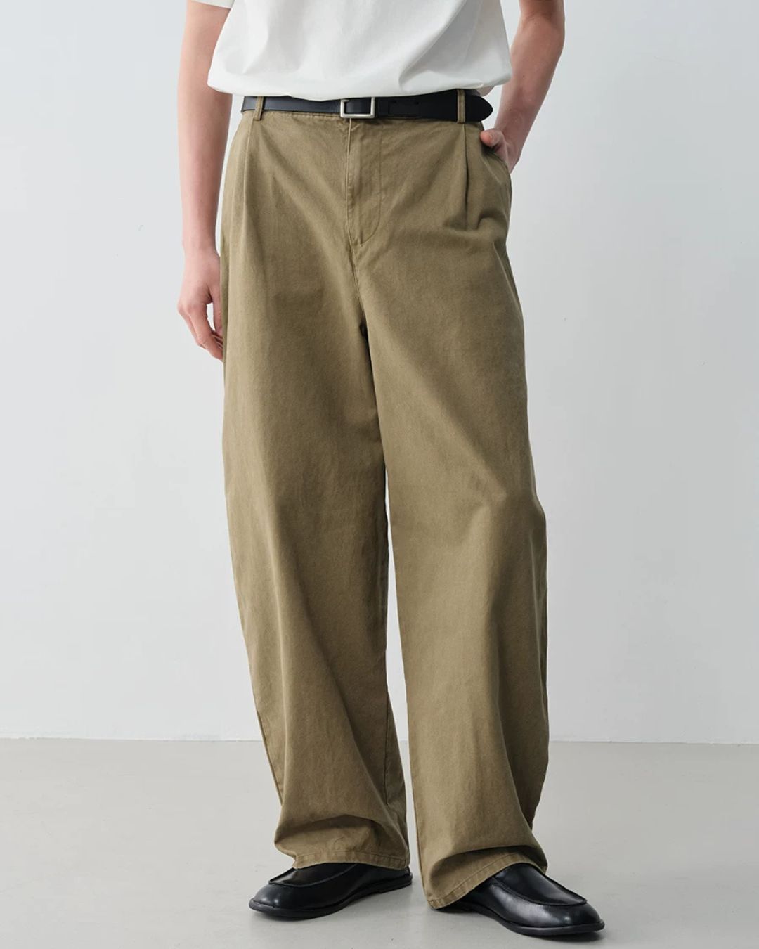 Pleated Cotton Wide Pants　WP102