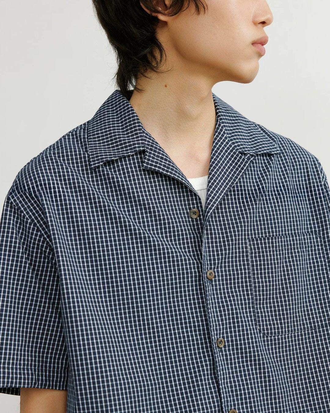 Gingham Check Open-Collar Shirt　SS090