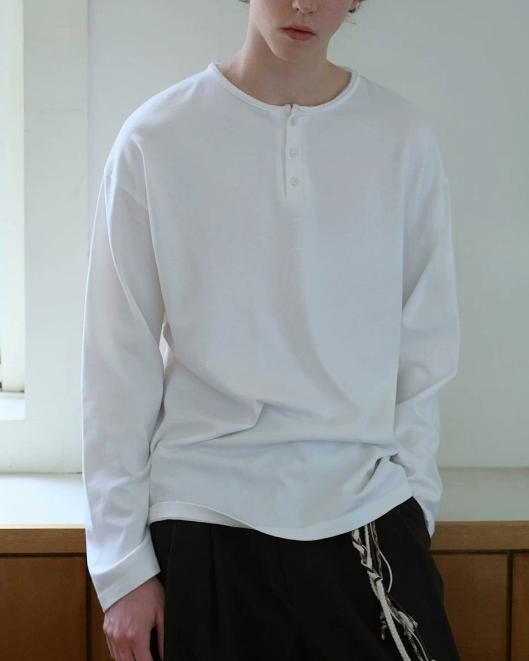 Washed Henley T-Shirt　LT093