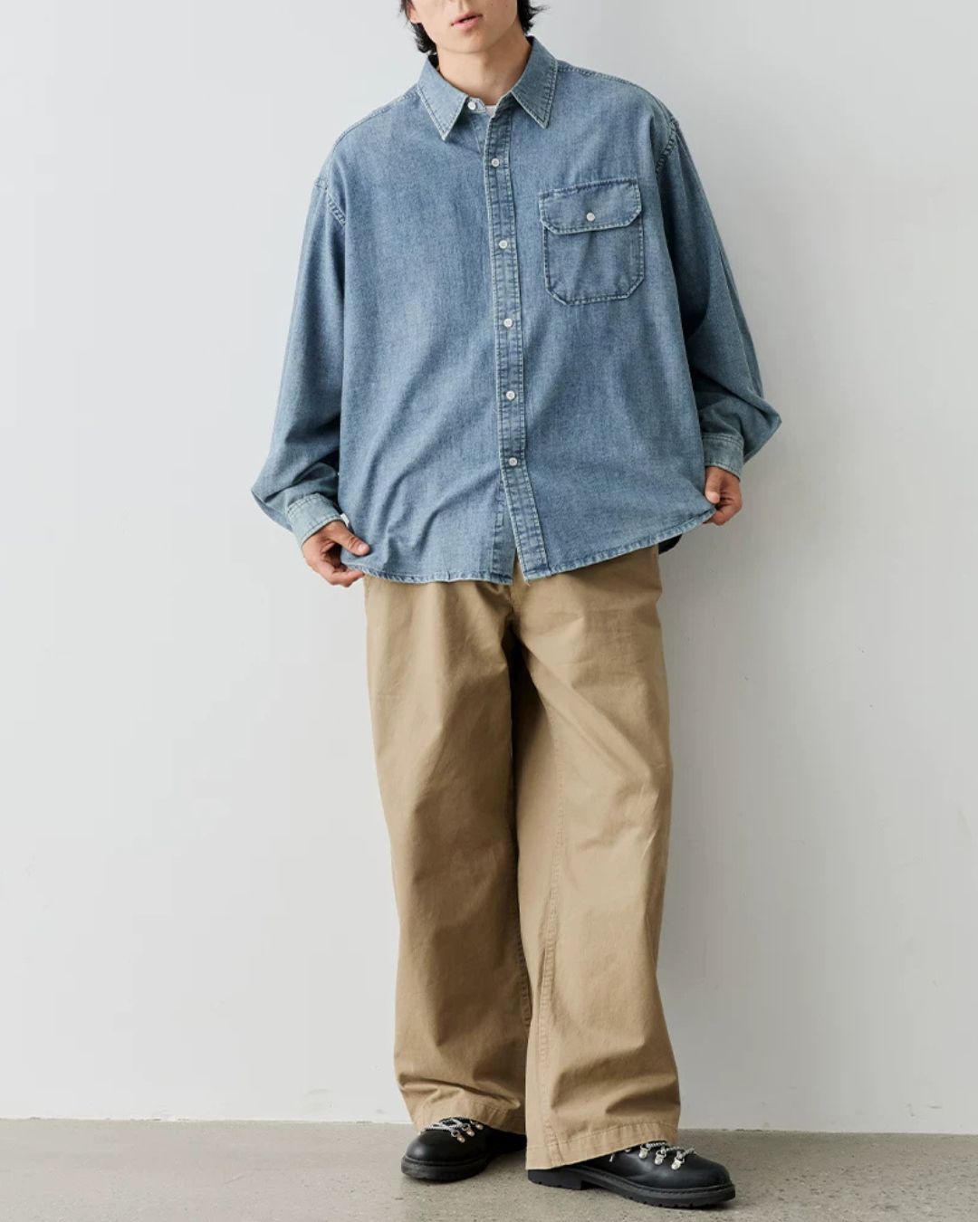 Washed Denim Utility Pocket Shirt　LS109