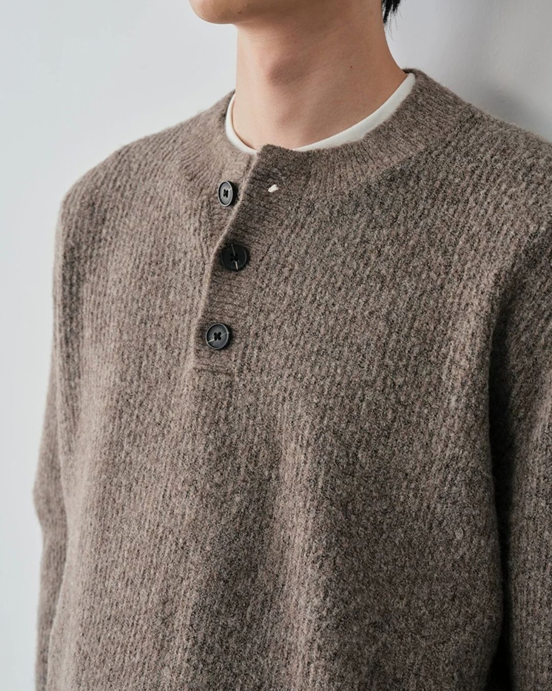 Wool Blend Henley Knit　KN056