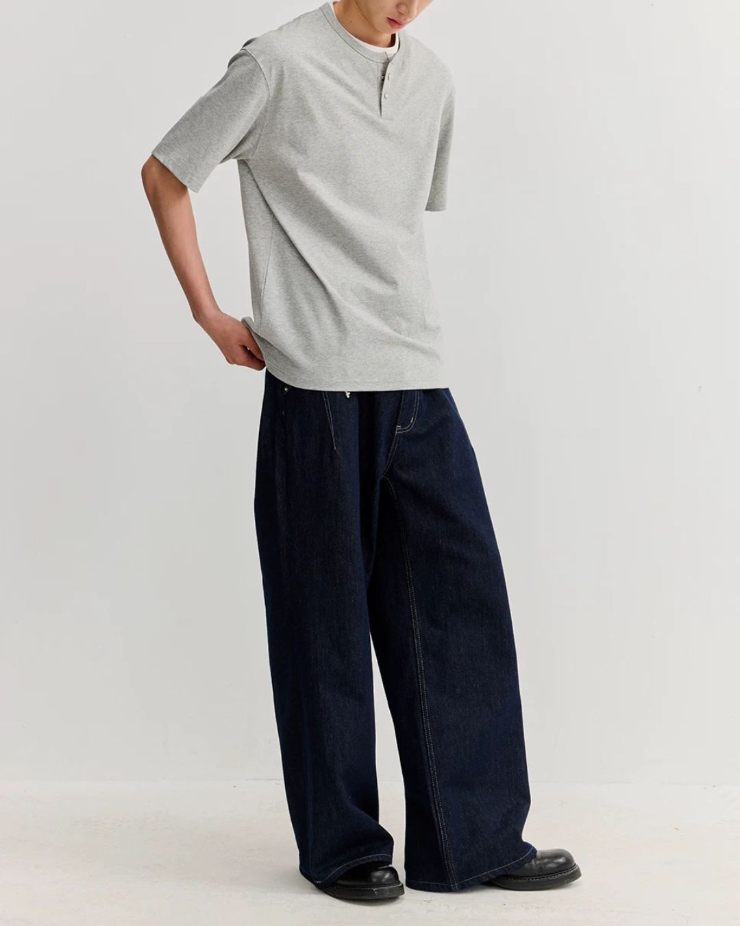 Relaxed Dry Henley Neck T-Shirt　ST222