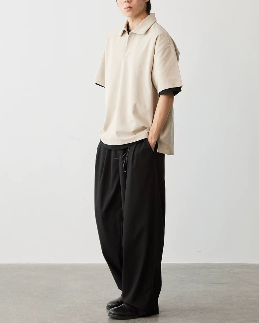Wool Blend Tuck Wide Pants　WP119
