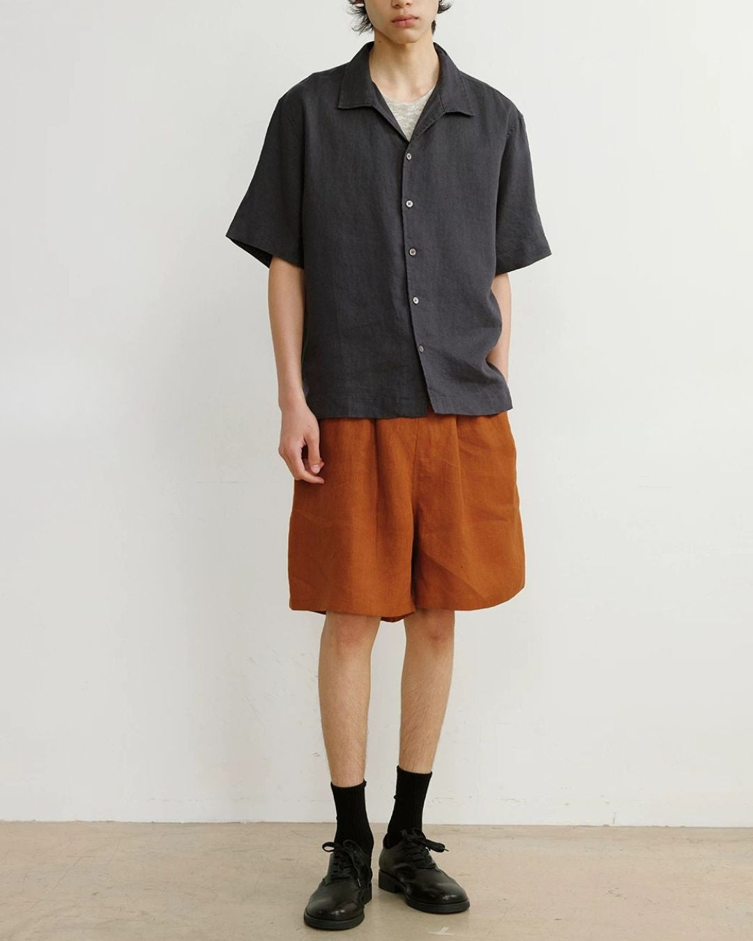 Natural Linen Drawstring Shorts　SP074