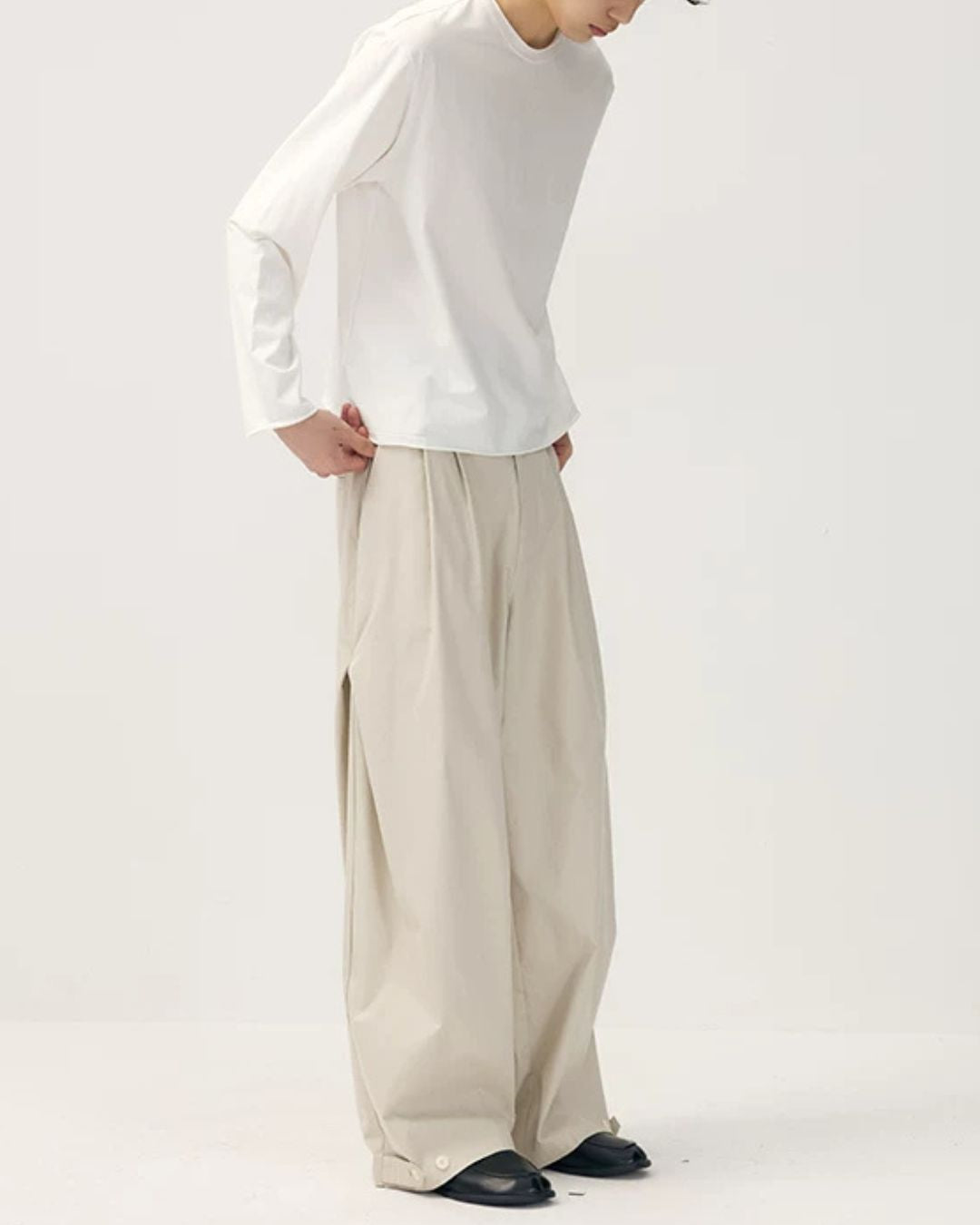 Hem Button Side Pleated Pants　WP104