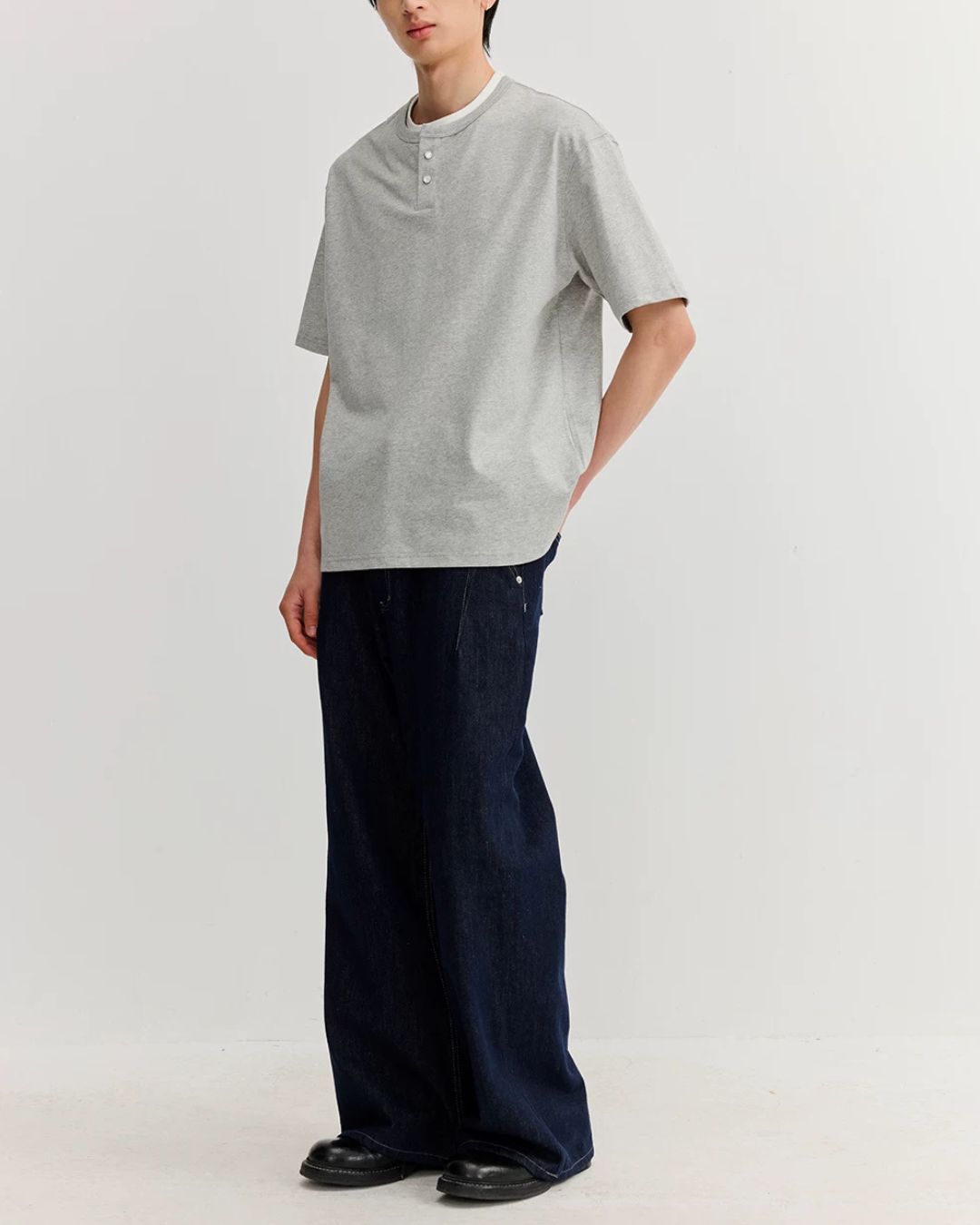 Relaxed Dry Henley Neck T-Shirt　ST222
