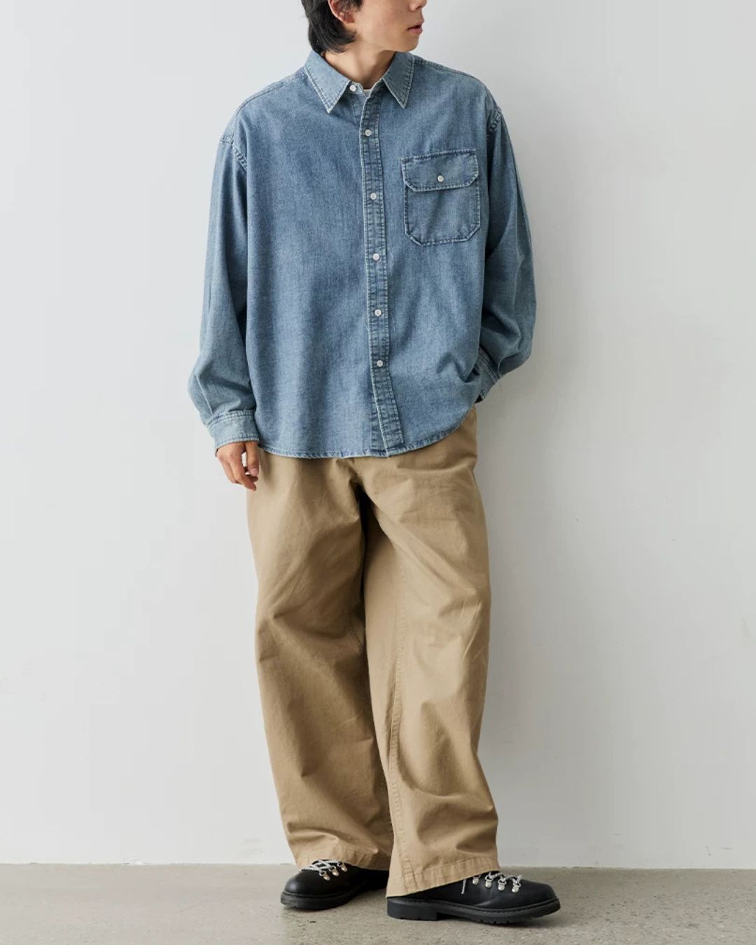 Washed Denim Utility Pocket Shirt　LS109