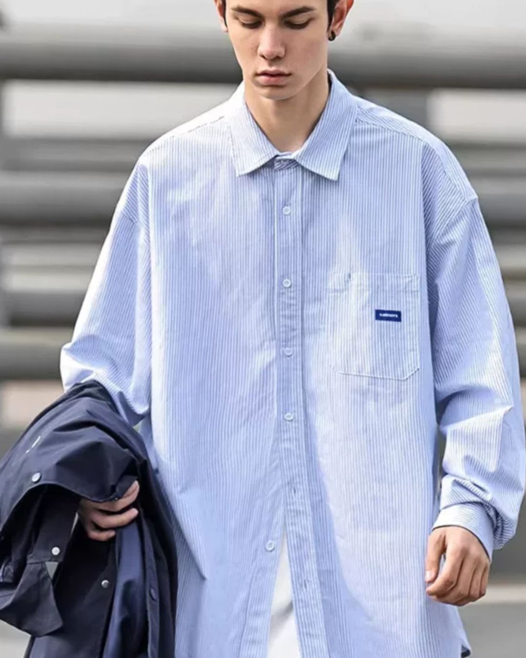 【10日以内お届け】Casual Striped Shirt　LS047