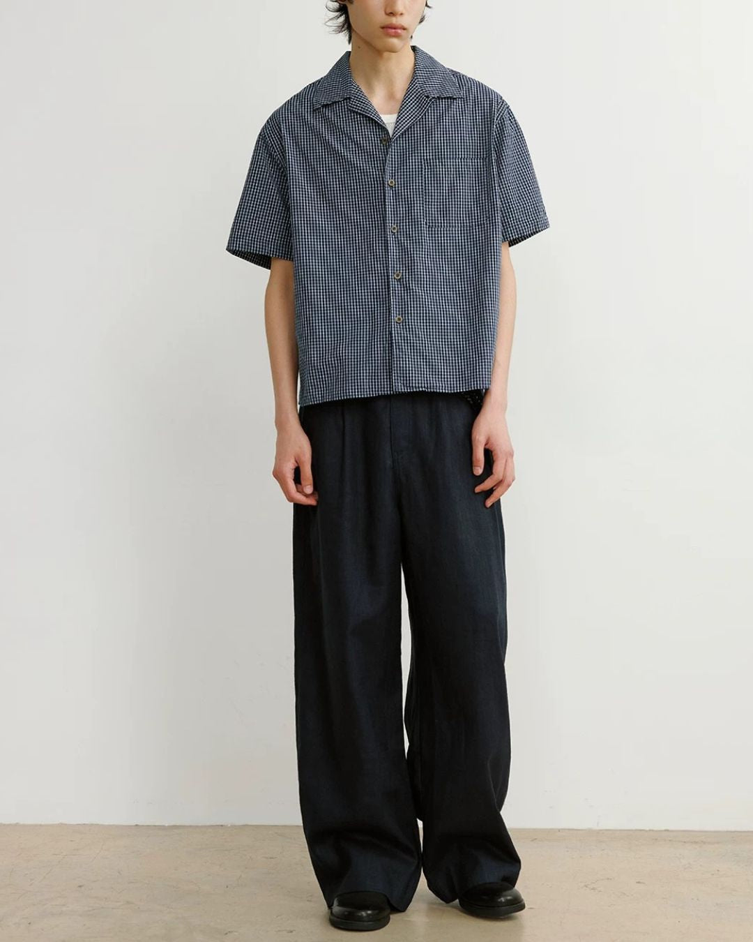 Gingham Check Open-Collar Shirt　SS090