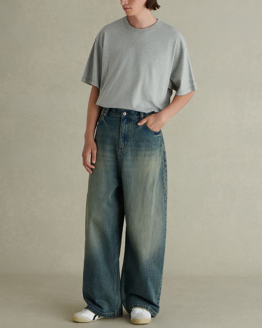 Washed Wide Denim Pants　DP047