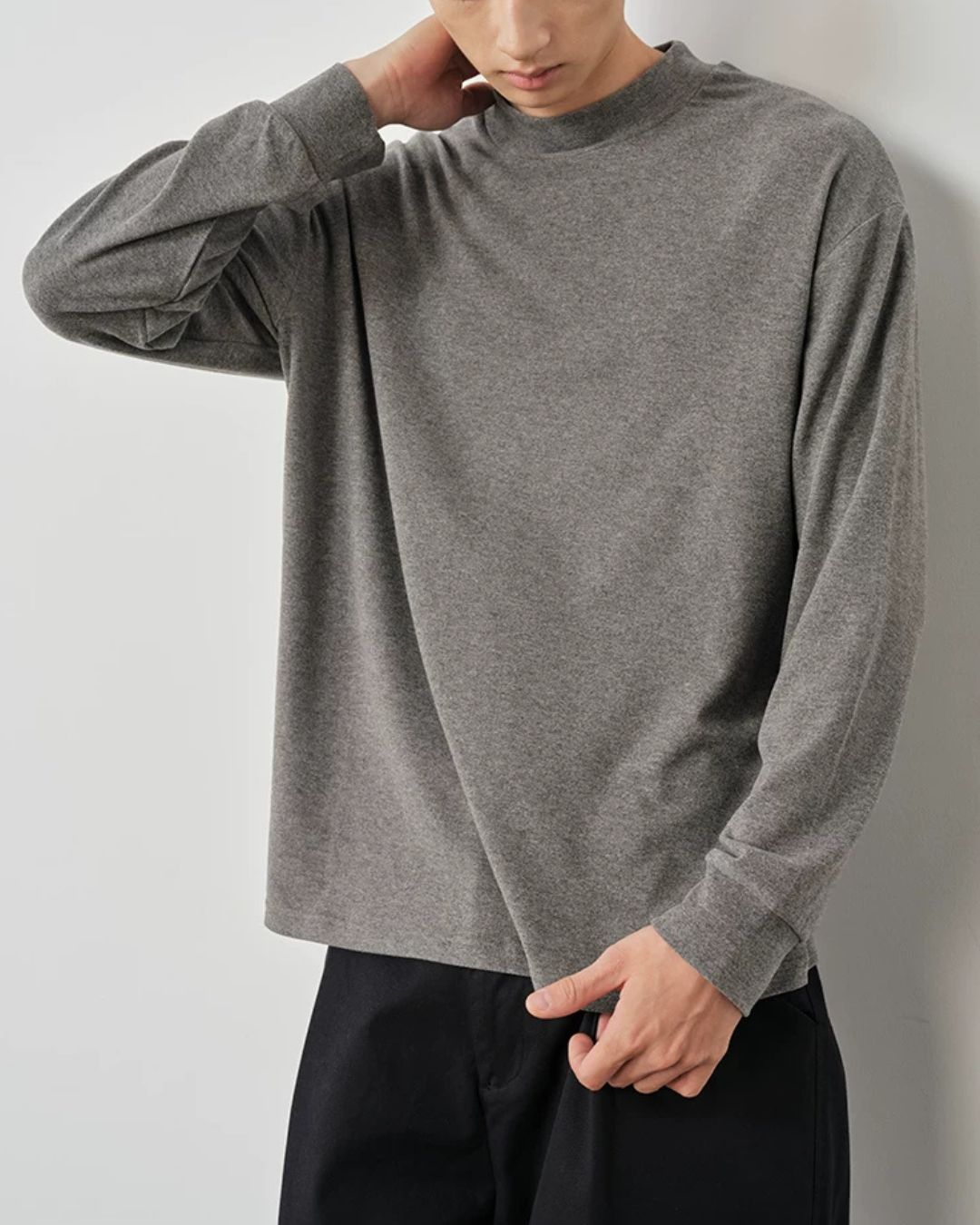 Mock Neck Long Sleeve T-Shirt　LT096